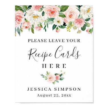 Blush Pink Flowers Recipe Invitations Bridal Shower Poster