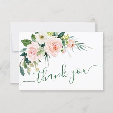 Blush Pink Flowers Watercolor Wedding Thank You Invitations
