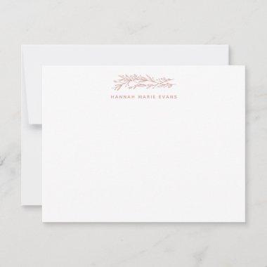 Blush Pink Foliage Personalized Note Invitations