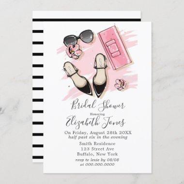 Blush Pink French Fashion Bridal Shower Invitations