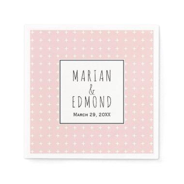 Blush pink geometric typography wedding napki napkins