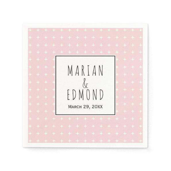 Blush pink geometric typography wedding napki napkins