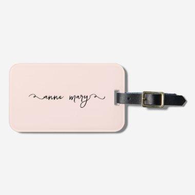 Blush Pink Girly Custom Name Monogram Trendy Gift Luggage Tag