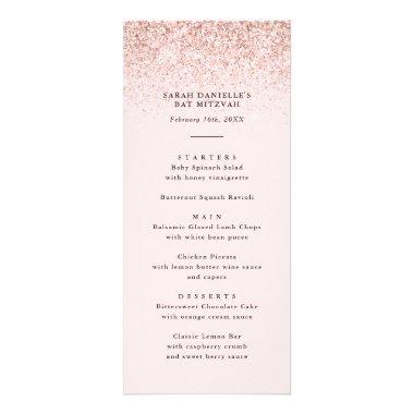 Blush Pink Glitter Confetti Tall Menu Invitations