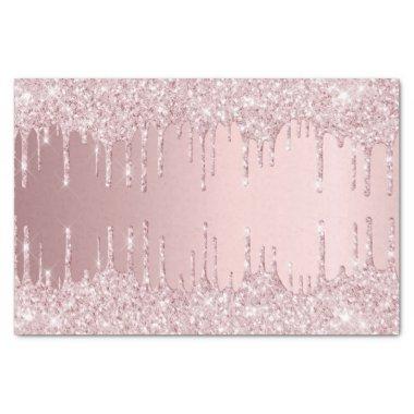 Blush pink glitter drips girly luxury tissue paper