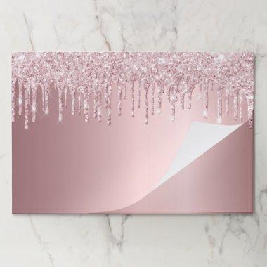 Blush pink glitter drips party paper placemat