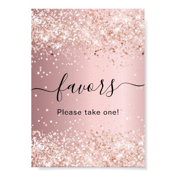 Blush pink glitter dust party favor sign