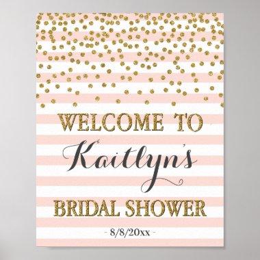 Blush Pink Gold Bridal Shower Welcome Sign Decor