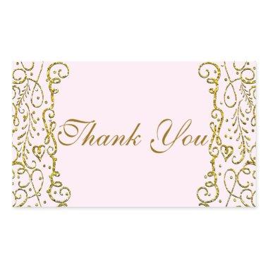 Blush Pink Gold Castle PRINCESS PARTY Birthday Rectangular Sticker