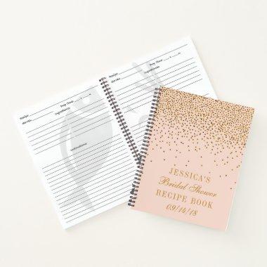 Blush Pink & Gold Confetti Bridal Shower Recipe Notebook