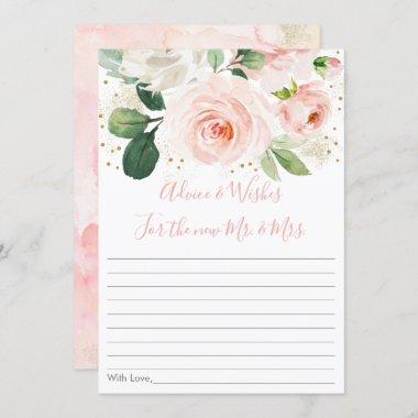 Blush Pink Gold Floral Bridal Shower Advice Cards
