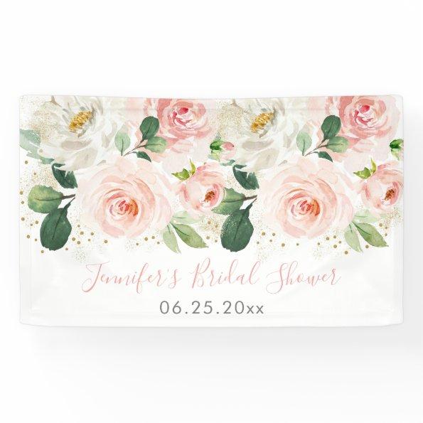Blush Pink Gold Floral Bridal Shower Banner