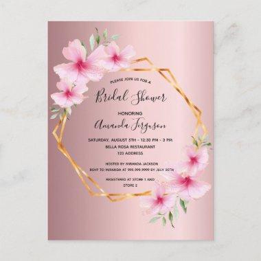 Blush pink gold floral bridal shower invitation postInvitations