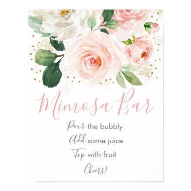 Blush Pink Gold Floral  Mimosa Bar Poster