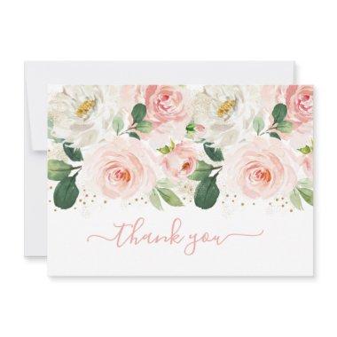 Blush Pink Gold Floral Bridal Shower Thank You