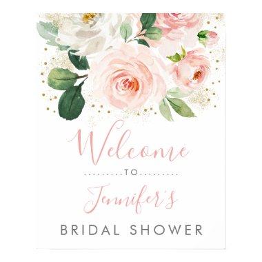 Blush Pink Gold Floral  Welcome Poster