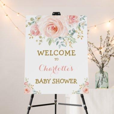 Blush Pink Gold Floral Girl Baby Shower Welcome Foam Board