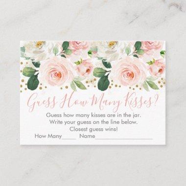 Blush Pink Gold Floral Guess How Many Shower Game Enclosure Invitations