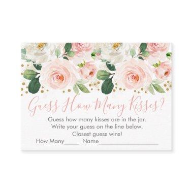 Blush Pink Gold Floral Guess How Many Shower Game Enclosure Invitations