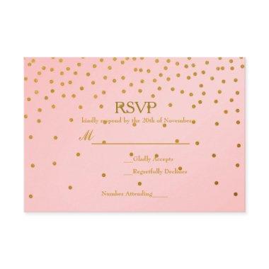 Blush Pink & Gold Foil Confetti Wedding RSVP Card