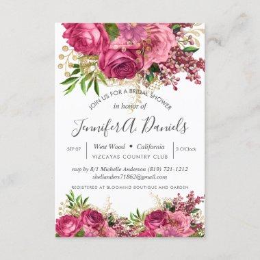Blush Pink Gold Foil Roses Bridal Shower Invitations