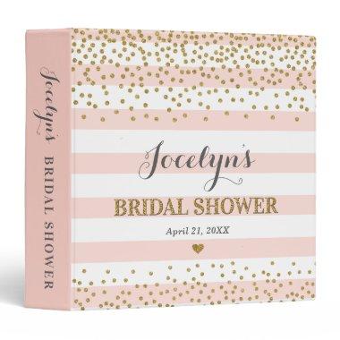 Blush Pink Gold Glitter Bridal Shower Photo Album 3 Ring Binder