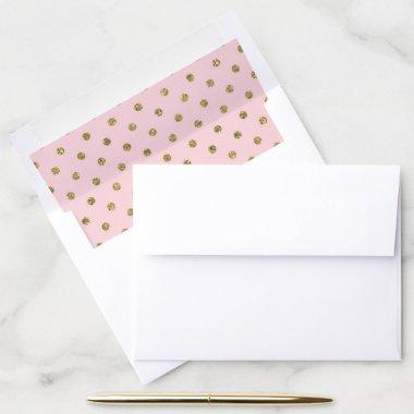 Blush Pink Gold Glitter Polka Dots Birthday Party Envelope Liner