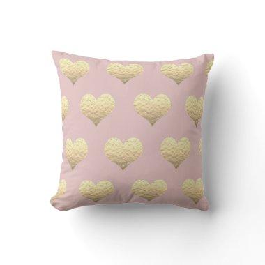Blush Pink Gold Hearts Custom Color Weddings Gift Throw Pillow