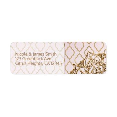 Blush Pink Gold Moroccan Arabian Nights Wedding Label