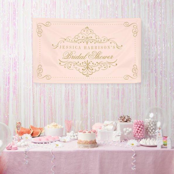 Blush Pink & Gold Ornate Swirl Bridal Shower Banner
