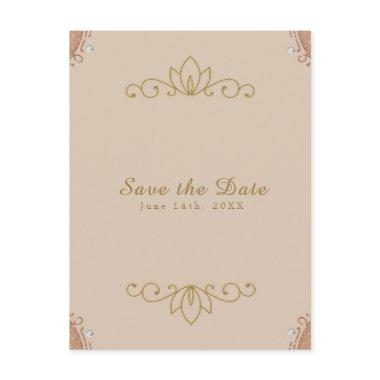 Blush Pink & Gold Pearl Elegant Chic Save the Date Announcement Post