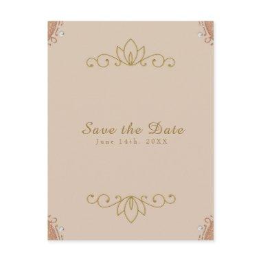 Blush Pink & Gold Pearl Elegant Chic Save the Date Announcement PostInvitations