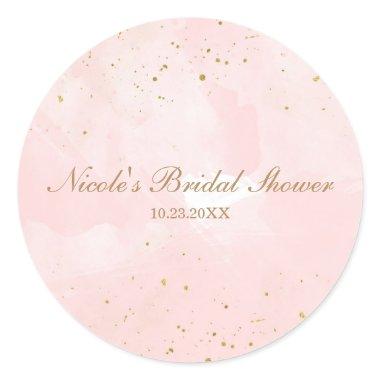 Blush Pink & Gold Splatter Modern  Classic Round Sticker