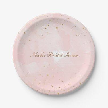 Blush Pink & Gold Splatter Modern  Paper Plates