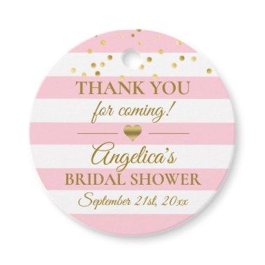 Blush Pink Gold Stripes  Thank You Favor Tags