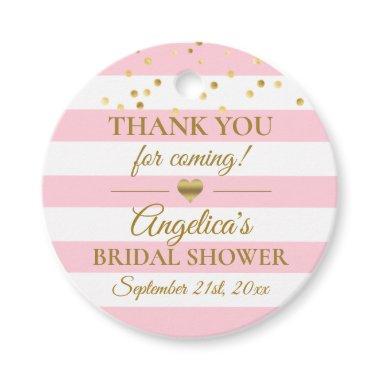 Blush Pink Gold Stripes Bridal Shower Thank You Favor Tags