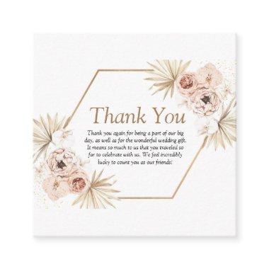 Blush pink greenery eucalyptus floral thank you en enclosure Invitations