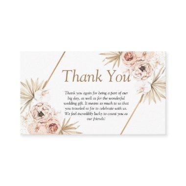 Blush pink greenery eucalyptus floral thank you enclosure