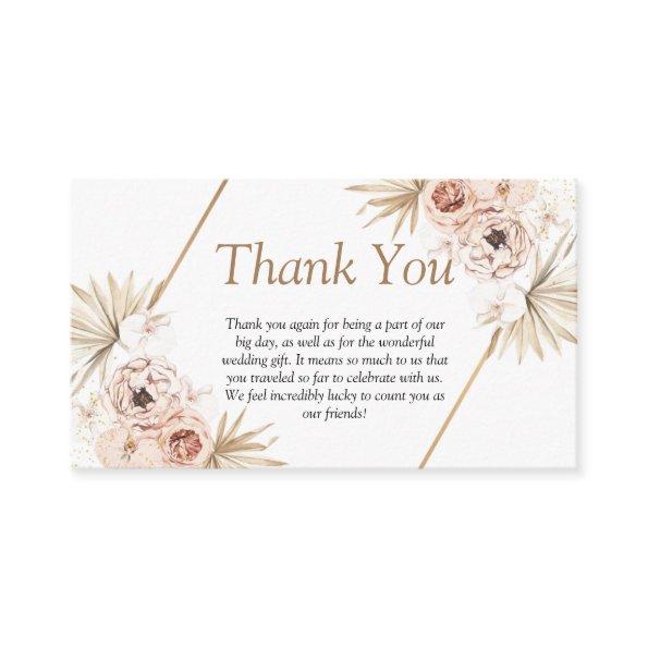 Blush pink greenery eucalyptus floral thank you enclosure