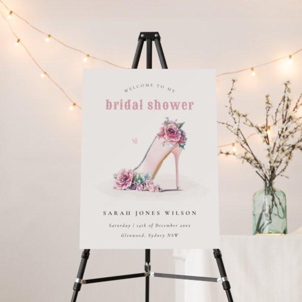 Blush Pink High Heels Floral Bridal Shower Welcome Foam Board