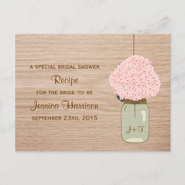 Blush Pink Hydrangea & Mason Jar Bridal Shower Invitation PostInvitations