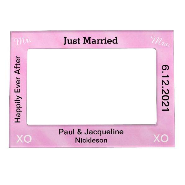 Blush Pink Just Married Wedding Magnetic Frames