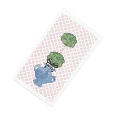 Blush Pink Lattice Topiary Ginger Jar Paper Guest Towels