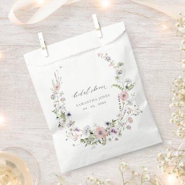 Blush Pink Lilac Wildflower Wreath Bridal Shower Favor Bag
