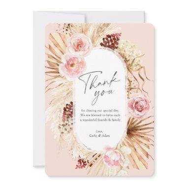 Blush Pink Modern Boho Pampas Grass Floral Arch Thank You