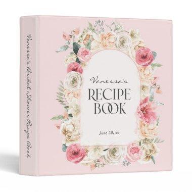 blush pink modern floral cookbook personalized 3 ring binder