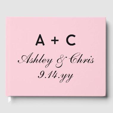 Blush Pink Modern Personalized Wedding Reception Guest Book