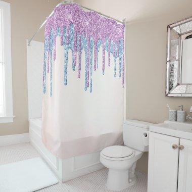 *~* Blush Pink OMBRE Drip Dripping GLITTER  AP7 Shower Curtain