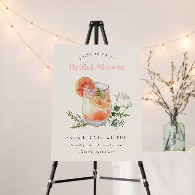 Blush Pink Orange Cocktail Bridal Shower Welcome Foam Board