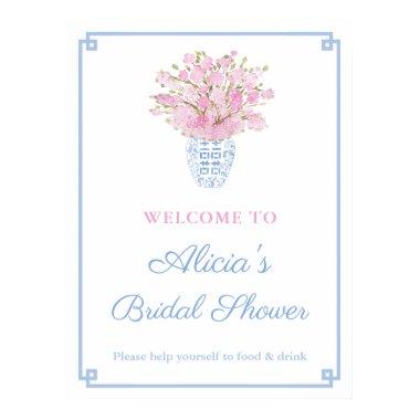 Blush Pink & Pale Blue Chinoiserie Wedding Shower Poster